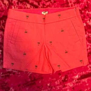 Coral J. Crew shorts with palm trees